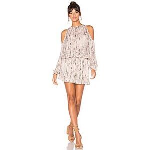 RAMY BROOK Lauren Blush Combo 100% Silk Smocked Waist Dress Small